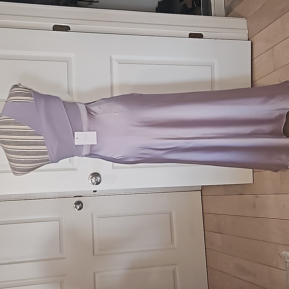 TED BAKER LONDON IVENA Asymmetrical Knit Bodice Satin Silk Lilac Women Dress S:2 - Picture 8 of 15